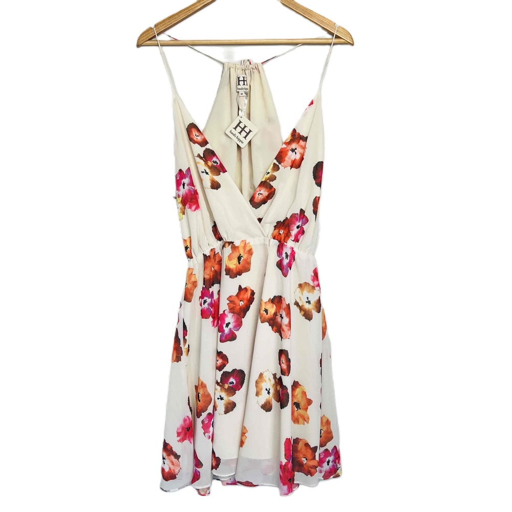 Haute Hippie Harmony Wrap Dress in‎ Floral Print Chiffon Lined Size Medium NWT